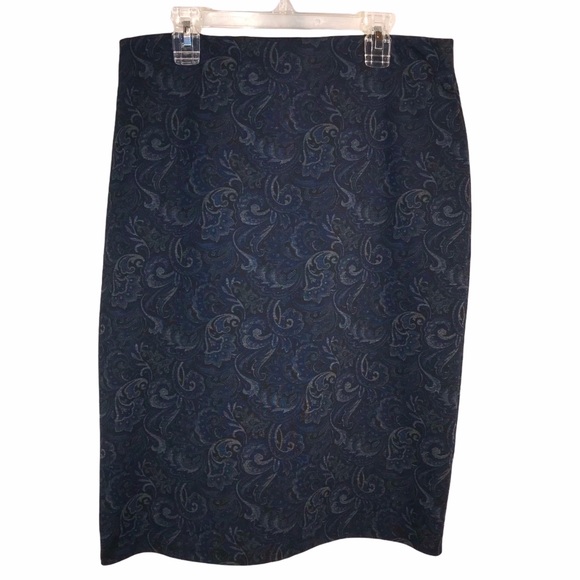 Black Gray Blue Floral Paisley Skirt - Picture 8 of 8